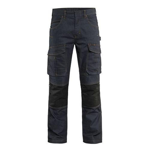 Pantaloni da lavoro denim/stretch 2D blu marina/nero