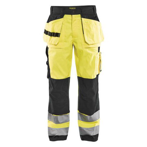 Pantaloni per artigiano ad alta visibilità giallo fluorescente/nero