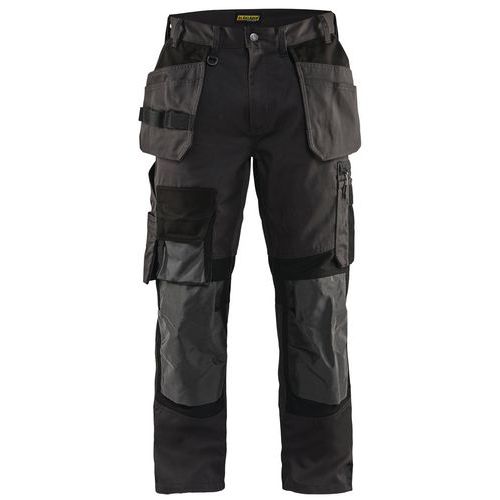 Pantaloni da artigiano in tessuto stretch grigio scuro/nero
