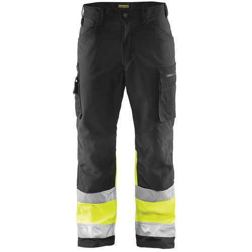 Pantaloni softshell ad alta visibilità nero/giallo fluorescente