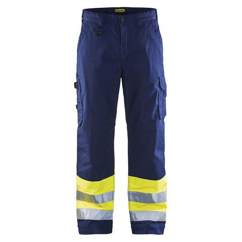 Pantaloni ad alta visibilità blu marino/giallo fluorescente