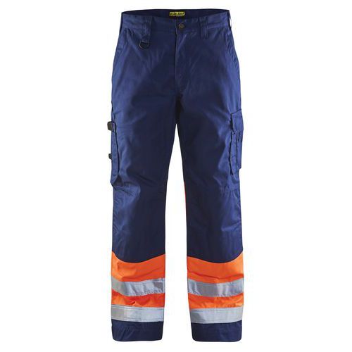 Pantaloni ad alta visibilità blu marino/arancione fluorescente