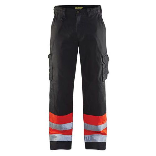 Pantaloni ad alta visibilità nero/rosso fluorescente