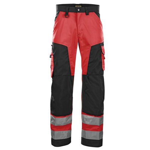 Pantaloni ad alta visibilità rosso fluorescente/nero