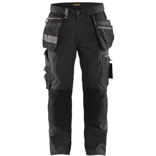 Pantaloni da artigiano in tessuto stretch grigio scuro/nero, stretch sul dorso
