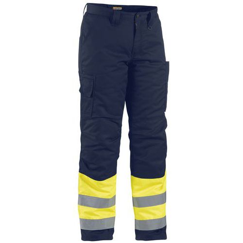Pantaloni ad alta visibilità invernali giallo fluorescente/blu marino