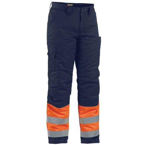 Pantaloni ad alta visibilità invernali arancione fluorescente/blu marino