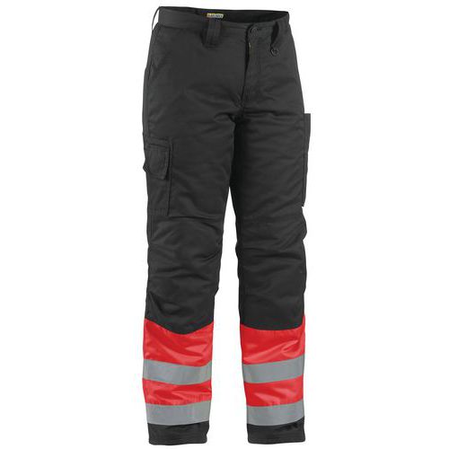 Pantaloni ad alta visibilità invernali rosso fluorescente/nero