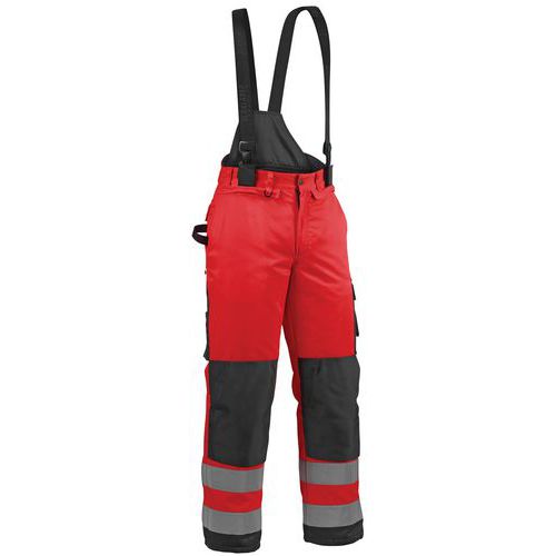Pantaloni invernali ad alta visibilità rosso fluorescente/nero