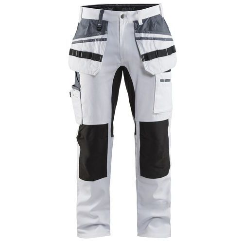 A944401 Pantalone quadro elasticizzato bianco/nero C44