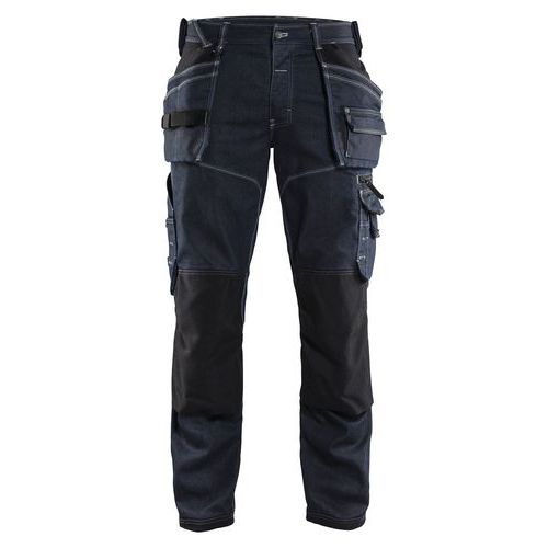 Pantaloni x1900 per artigiano stretch 2D blu marino/nero con ginocchia preformate