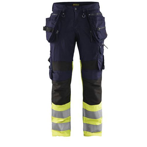 Pantaloni per artigiano x1900 stretch ad alta visibilità blu marino/giallo
