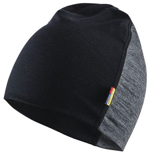 Cappello 100% lana merino grigio/nero
