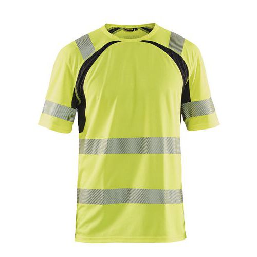T-shirt anti-UV ad alta visibilità giallo fluorescente/nero