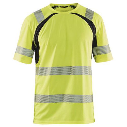 T-shirt anti-UV ad alta visibilità giallo fluorescente/nero