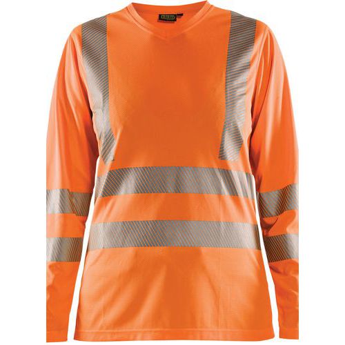 T-shirt ad alta visibilità maniche lunghe da donna arancione fluorescente