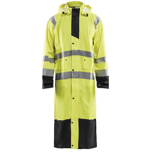 Cappotto da pioggia ad alta visibilità livello 1 giallo fluorescente/nero