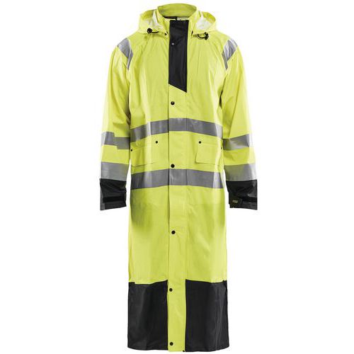 Cappotto da pioggia ad alta visibilità livello 1 giallo fluorescente/nero