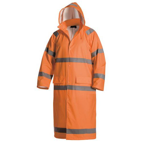 Cappotto da pioggia ad alta visibilità livello 1 arancione fluorescente