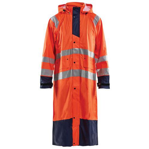 Cappotto da pioggia ad alta visibilità livello 1 arancione fluorescente/blu marino