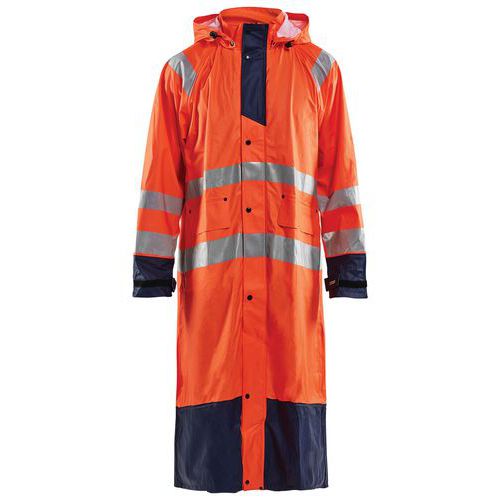 Cappotto da pioggia ad alta visibilità livello 1 arancione fluorescente/blu marino