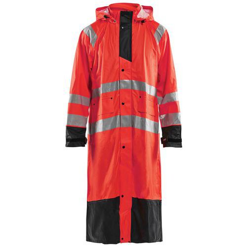 Cappotto da pioggia ad alta visibilità livello 1 rosso fluorescente/nero