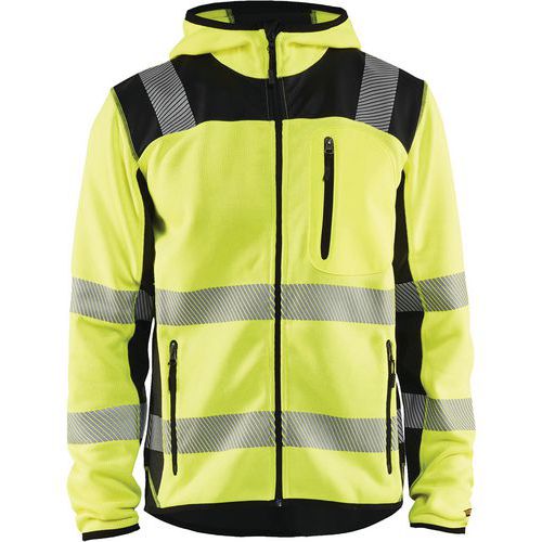 Giacca in maglia con cappuccio ad alta visibilità giallo fluorescente/nera