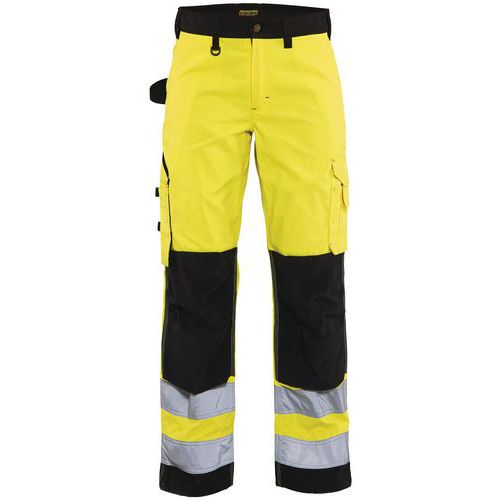 Pantaloni ad alta visibilità da donna giallo fluorescente/nero