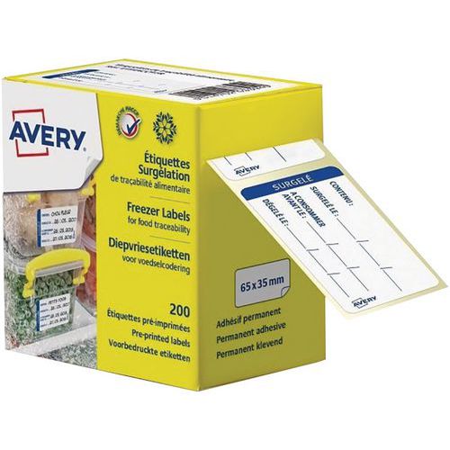 Etichette prestampate per tracciabilità prodotti alimentari - Lotto da 200 - Avery