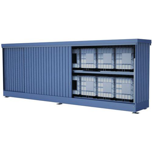 Modul container con porte scorrevoli per 16 cisternette