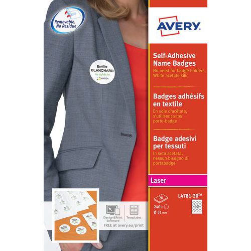 Badge adesivo in tessuto Ø 51 mm - Avery
