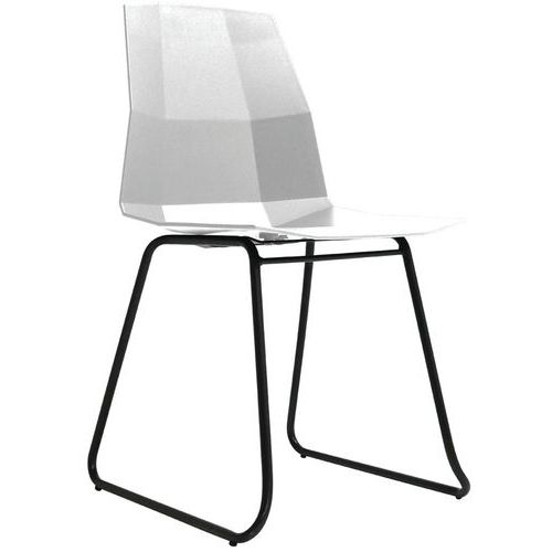 Lotto da 2 sedie cubo - Piede trapezio nero / Seduta bianca - Paperflow
