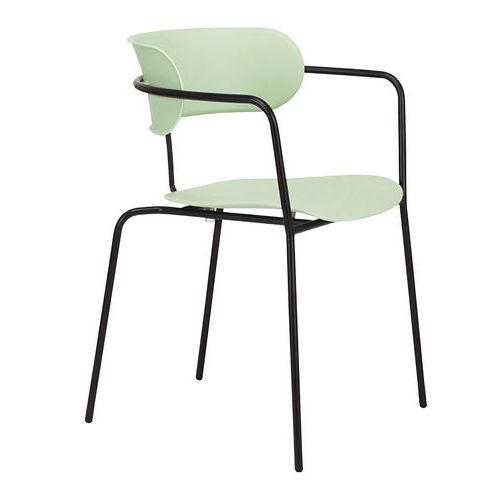 Lotto da 4 sedie bistrot - Piede nero / Seduta verde - Paperflow