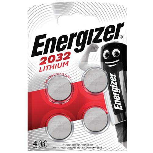 Pila a bottone al litio CR 2032 - Lotto da 4 - Energizer