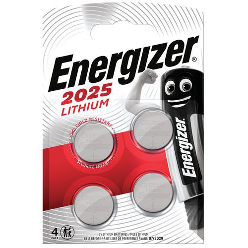 Pila a bottone al litio CR 2025 - Lotto da 4 - Energizer