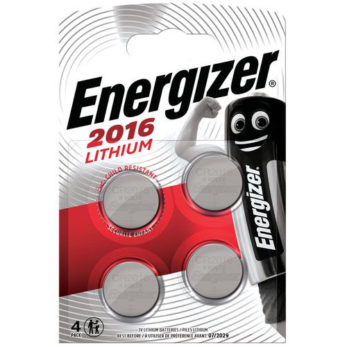 Pila a bottone al litio CR 2016 - Lotto da 4 - Energizer