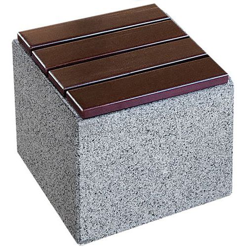 Modulo cubico Kube in calcestruzzo effetto granito con seduta in legno - Benito