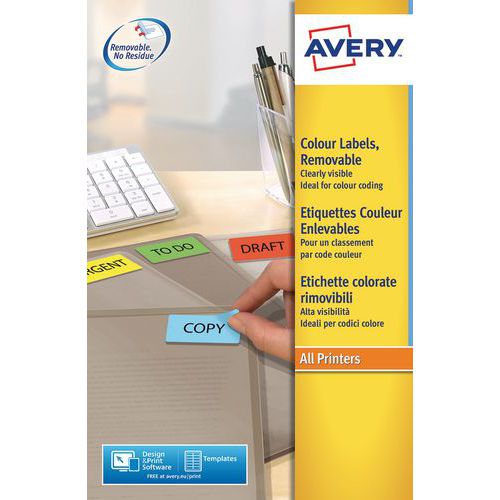 Etichetta colorata riposizionabile Avery - Per stampanti laser / a getto d'inchiostro e fotocopiatrici