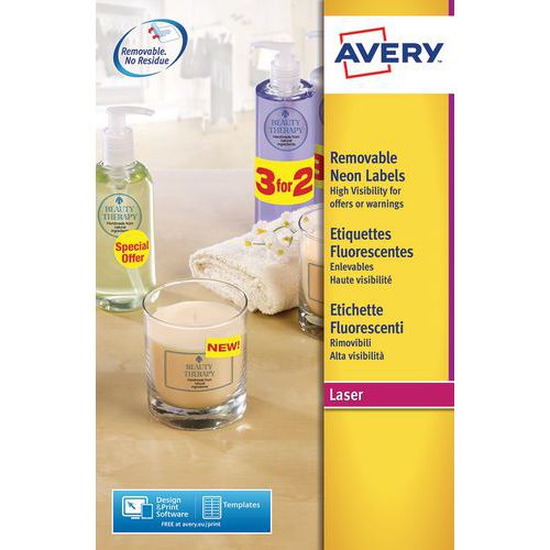 Etichetta fluorescente riposizionabile Avery - Stampa laser