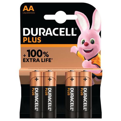 Pila alcalina AA Plus 100% - 4 unità - Duracell