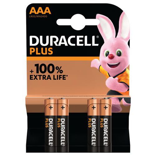 Pila alcalina AAA Plus 100% - 4 unità - Duracell