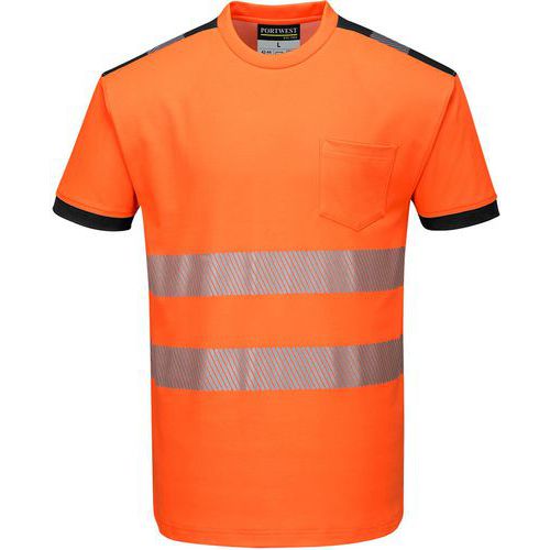 T-shirt alta visibilità PW3 arancione/nero - Portwest
