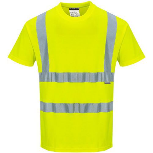 T-shirt MC Comfort in cotone ad alta visibilità gialla - Portwest