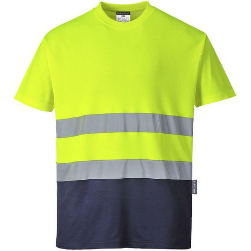 T-shirt in cotone bicolore giallo/blu navy - Portwest