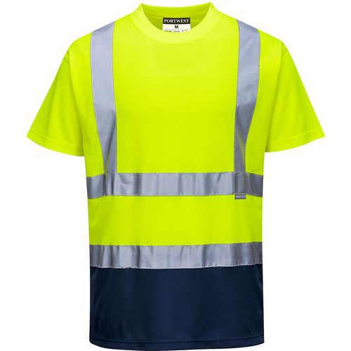 T-shirt bicolore giallo/blu navy - Portwest