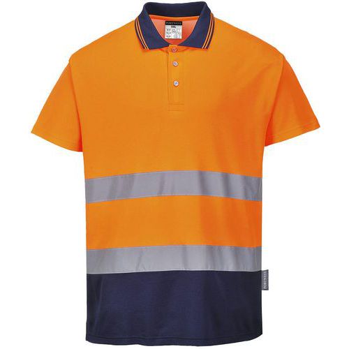 Polo in cotone bicolore arancione/blu navy - Portwest