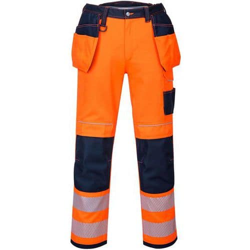Pantaloni di sicurezza PW3 arancione/blu navy - Portwest