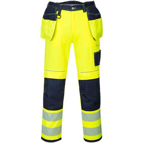 Pantaloni di sicurezza PW3 giallo/blu navy - Portwest