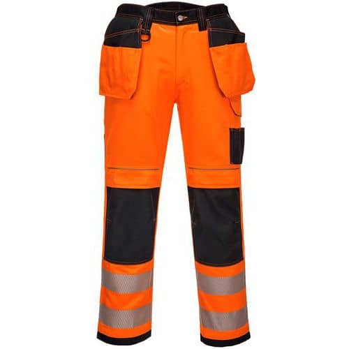 Pantaloni di sicurezza PW3 con tasche flottanti arancione/nero - Portwest