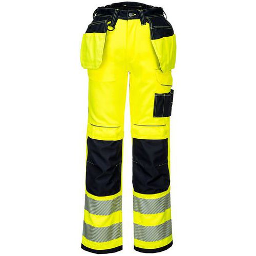Pantaloni di sicurezza PW3 con tasche flottanti giallo/nero - Portwest